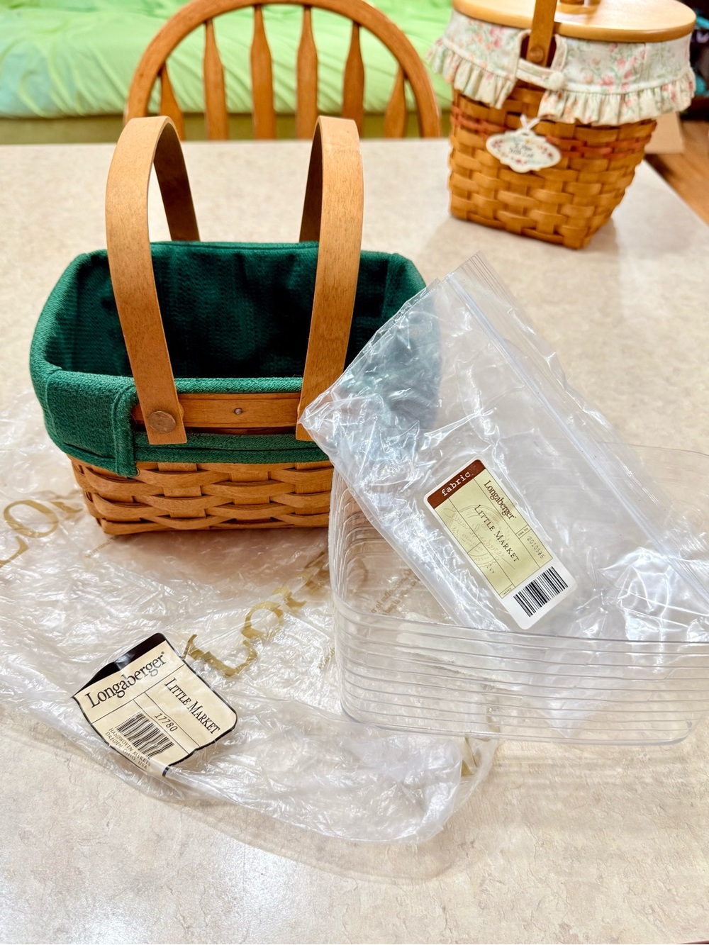 2003 Longaberger LITTLE MARKET 3pc set retired vintage NWT